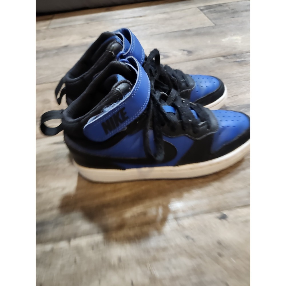 Nike Court Borough Kids Boys 4 Y Mid 2 Black Game Royal GS Basketball Sneakers